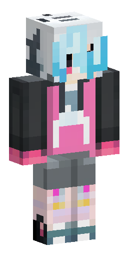 64x32 Minecraft skin. Pale skin, left big eye, right eye hidden by black smudge. Outer… Скин Майнкрафт: 64x32 Minecraft skin. Pale skin, left big eye, right eye hidden by black smudge. Outer…