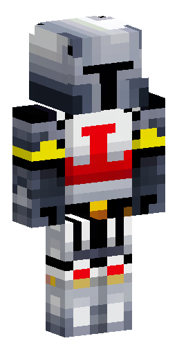 A black knight with white inserts on his shoulders and knees, a hel… Скин Майнкрафт: A black knight with white inserts on his shoulders and knees, a hel…