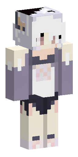 A cute anime-style pony humanization girl. Shaggy, messy short silver-grey hair with a… Скин Майнкрафт: A cute anime-style pony humanization girl. Shaggy, messy short silver-grey hair with a…