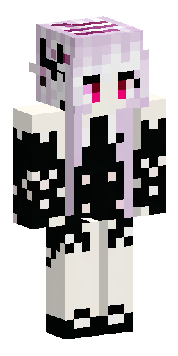 A cute gothic demon-elf girl with very pale porcelain skin, long flowing white hair with… Скин Майнкрафт: A cute gothic demon-elf girl with very pale porcelain skin, long flowing white hair with…