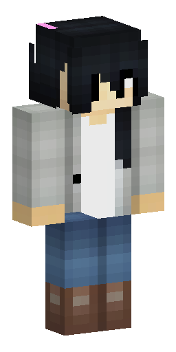 A detailed Minecraft skin of a character with voluminous shaggy bla… Скин Майнкрафт: A detailed Minecraft skin of a character with voluminous shaggy bla…