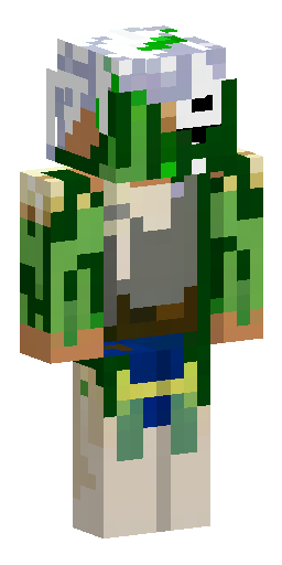 A forest sorcerer in dark green robes with a bone mask and horns, m… Скин Майнкрафт: A forest sorcerer in dark green robes with a bone mask and horns, m…