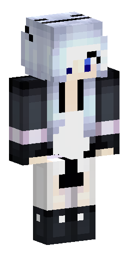 A girl in a black coat with white hair and glasses Скин Майнкрафт: A girl in a black coat with white hair and glasses