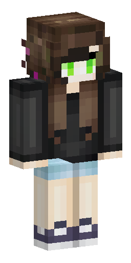 a girl with black hair that curls slightly at the ends, and brown-green eyes, with a… Скин Майнкрафт: a girl with black hair that curls slightly at the ends, and brown-green eyes, with a…