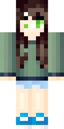 a girl with black hair that curls slightly at the ends, and brown-green eyes, with a… Скин Майнкрафт: a girl with black hair that curls slightly at the ends, and brown-green eyes, with a…