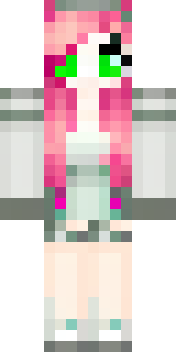 A girl with long light pink hair, green eyes, and pale skin, wearing a beige sweater… Скин Майнкрафт: A girl with long light pink hair, green eyes, and pale skin, wearing a beige sweater…