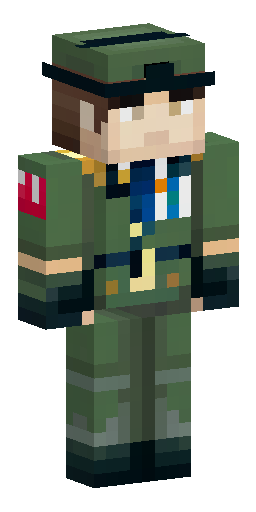 A guy. Dark green military uniform. No hat. Brown voluminous hair. A pair of small… Скин Майнкрафт: A guy. Dark green military uniform. No hat. Brown voluminous hair. A pair of small…