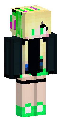A Minecraft character wearing a black sweater, a long black and pur… Скин Майнкрафт: A Minecraft character wearing a black sweater, a long black and pur…
