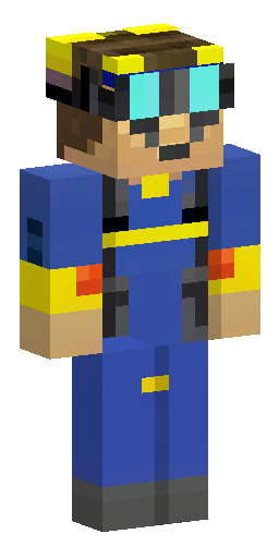 A Minecraft player skin of a tech engineer and modder. Wearing a dark navy blue jumpsuit… Скин Майнкрафт: A Minecraft player skin of a tech engineer and modder. Wearing a dark navy blue jumpsuit…