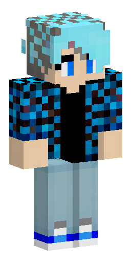 A Minecraft skin of a boy with messy grey-purple hair and light blu… Скин Майнкрафт: A Minecraft skin of a boy with messy grey-purple hair and light blu…
