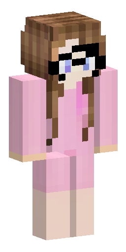 A Minecraft skin of a cute girl with thin metallic wire glasses. She has light-fair… Скин Майнкрафт: A Minecraft skin of a cute girl with thin metallic wire glasses. She has light-fair…