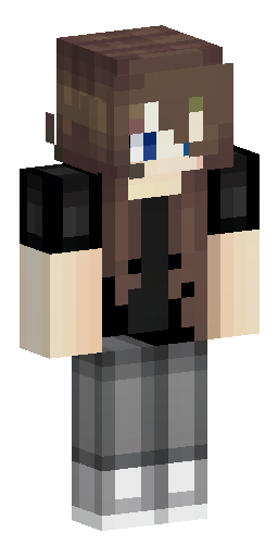 A Minecraft skin of a young woman with very long, dark brown wavy hair. She is wearing… Скин Майнкрафт: A Minecraft skin of a young woman with very long, dark brown wavy hair. She is wearing…