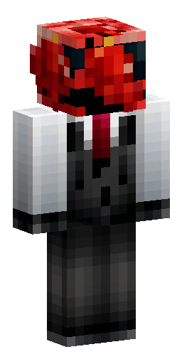 A red jalapeño in a black business suit with a tie. Скин Майнкрафт: A red jalapeño in a black business suit with a tie.