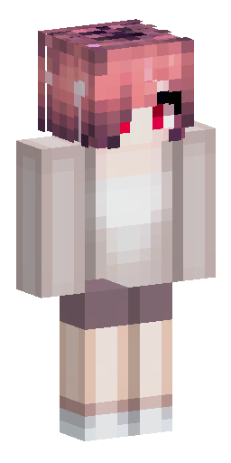 aesthetic minecraft skin, slim model, female, disheveled coral pink hair with bangs… Скин Майнкрафт: aesthetic minecraft skin, slim model, female, disheveled coral pink hair with bangs…