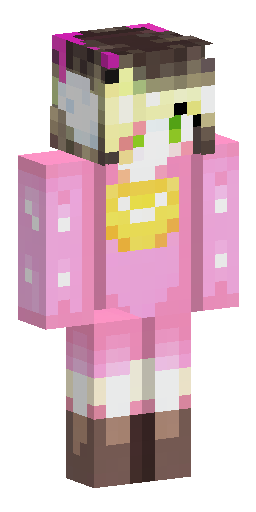 Anthro fox girl, pink fur, chin-length wavy brown bob with bangs, big yellow-green eyes… Скин Майнкрафт: Anthro fox girl, pink fur, chin-length wavy brown bob with bangs, big yellow-green eyes…