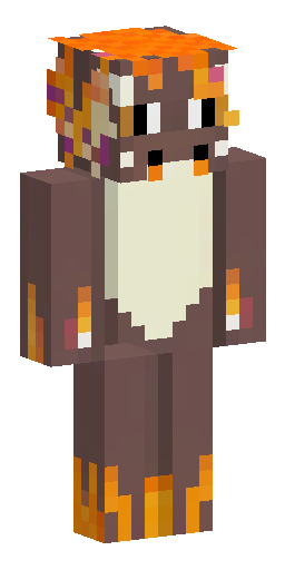 Anthropomorphic dark chocolate-brown furry with spiky orange-red hair, pointed ears… Скин Майнкрафт: Anthropomorphic dark chocolate-brown furry with spiky orange-red hair, pointed ears…