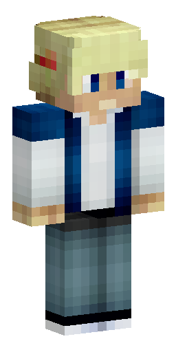 blonde guy in white shirt with blue jacket, black pants with white… Скин Майнкрафт: blonde guy in white shirt with blue jacket, black pants with white…
