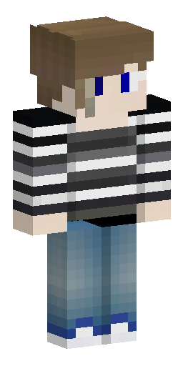 Boy with mullet, white skin, grey eyes, black jeans and striped black and green oversize… Скин Майнкрафт: Boy with mullet, white skin, grey eyes, black jeans and striped black and green oversize…