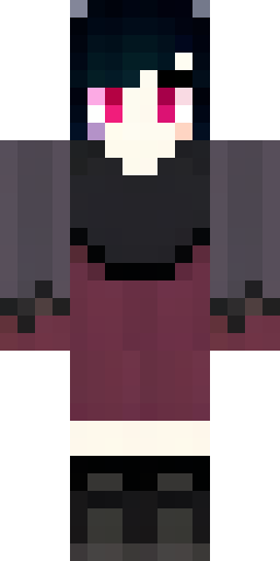 Create a gothic-style bat girl skin for Minecraft. The character should have:. 1. Hair… Скин Майнкрафт: Create a gothic-style bat girl skin for Minecraft. The character should have:. 1. Hair…
