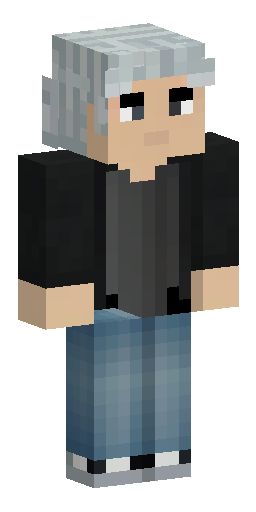 Create a Minecraft skin that looks 64x64. He wears a black jacket with the inscription… Скин Майнкрафт: Create a Minecraft skin that looks 64x64. He wears a black jacket with the inscription…