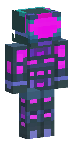 Cyberpunk robot, sleek metallic armor, neon glowing purple lines, digital LED screen… Скин Майнкрафт: Cyberpunk robot, sleek metallic armor, neon glowing purple lines, digital LED screen…
