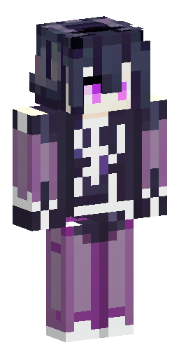 Dark purple skin color, long messy black hair, glowing white eyes,… Скин Майнкрафт: Dark purple skin color, long messy black hair, glowing white eyes,…