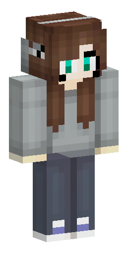 Девушка примерно 20 лет, светлая кожа, длинные тёмно-каштановые волосы, серая толстовка… Скин Майнкрафт: Девушка примерно 20 лет, светлая кожа, длинные тёмно-каштановые волосы, серая толстовка…