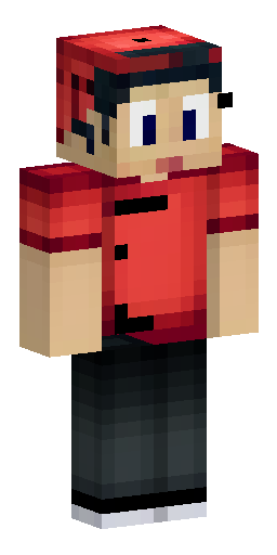 Elliot From Work At A Pizza Place, Red Visor, a red sharf, red shirt with buttons, black… Скин Майнкрафт: Elliot From Work At A Pizza Place, Red Visor, a red sharf, red shirt with buttons, black…