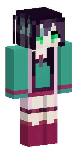 Female Minecraft character named Fuji Kutsinami. Pale warm skin, bright emerald-green… Скин Майнкрафт: Female Minecraft character named Fuji Kutsinami. Pale warm skin, bright emerald-green…