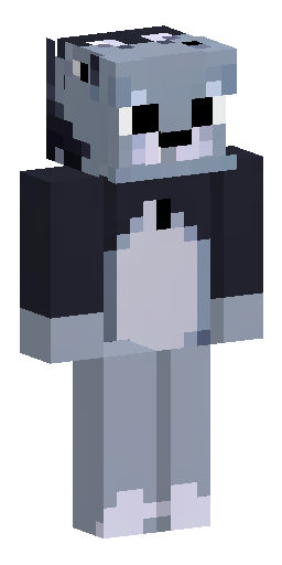 full anthropomorphic gray cat. It has large triangular cat ears standing straight up on… Скин Майнкрафт: full anthropomorphic gray cat. It has large triangular cat ears standing straight up on…