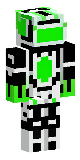 Full body cyber cat robot, white armor, black joints, glowing neon green lines. White TV… Скин Майнкрафт: Full body cyber cat robot, white armor, black joints, glowing neon green lines. White TV…