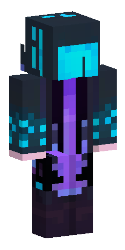 Full body Minecraft skin, dark cyberpunk wanderer in a hooded charcoal cloak with… Скин Майнкрафт: Full body Minecraft skin, dark cyberpunk wanderer in a hooded charcoal cloak with…