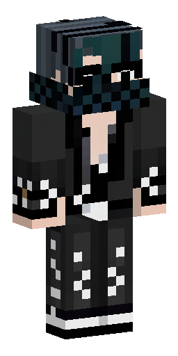 гот в черной одежде с клепками и банданой на лице Скин Майнкрафт: гот в черной одежде с клепками и банданой на лице