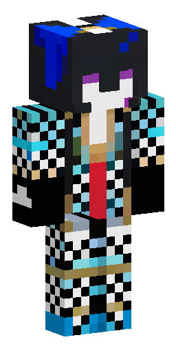Gothic jester, harlequin, black hair, blue and black aesthetic, checkered pattern… Скин Майнкрафт: Gothic jester, harlequin, black hair, blue and black aesthetic, checkered pattern…