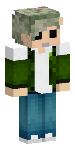 Green bomber jacket, white T-shirt, jeans, white man curvy hair Скин Майнкрафт: Green bomber jacket, white T-shirt, jeans, white man curvy hair