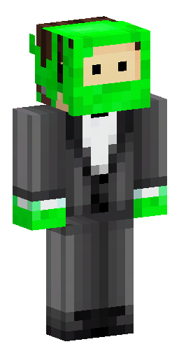Green skin, business suit with mittens, tailcoat-style jacket, smile on his face Скин Майнкрафт: Green skin, business suit with mittens, tailcoat-style jacket, smile on his face