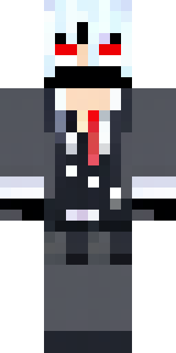 Hajime Nagumo from Arifureta, white hair, glowing red eye, black ey… Скин Майнкрафт: Hajime Nagumo from Arifureta, white hair, glowing red eye, black ey…