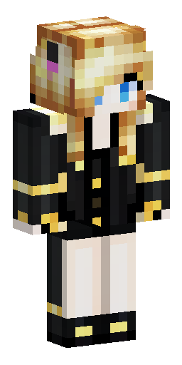 Hange Zoë from Attack on Titan, Minecraft skin, elegant black-and-gold formal outfit, no… Скин Майнкрафт: Hange Zoë from Attack on Titan, Minecraft skin, elegant black-and-gold formal outfit, no…
