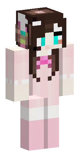 Кawaii Minecraft-скин: длинные каштановые волосы, розовые кошачьи наушники с бантиками… Скин Майнкрафт: Кawaii Minecraft-скин: длинные каштановые волосы, розовые кошачьи наушники с бантиками…