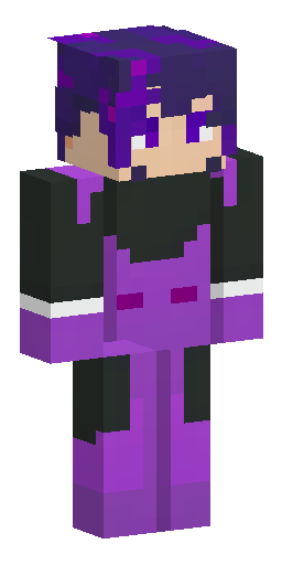 Male anime character, full body corrupted by dark purple and black… Скин Майнкрафт: Male anime character, full body corrupted by dark purple and black…