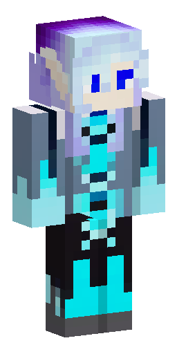 Male elf, pale skin, sharp ears, long silver-white hair. Dark blue and purple cloak with… Скин Майнкрафт: Male elf, pale skin, sharp ears, long silver-white hair. Dark blue and purple cloak with…