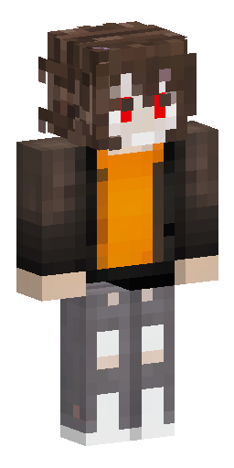 Male. Messy long brown hair with grey highlights. Red eyes with sharp yellow pupils. His… Скин Майнкрафт: Male. Messy long brown hair with grey highlights. Red eyes with sharp yellow pupils. His…