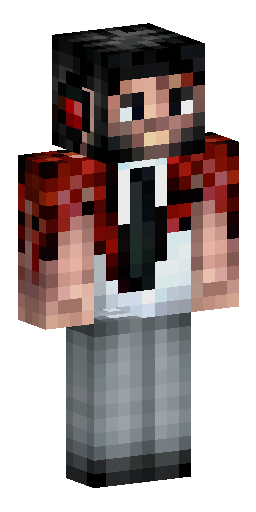 man, red and black scarf, blood arms, headphones, white shirt with tie Скин Майнкрафт: man, red and black scarf, blood arms, headphones, white shirt with tie