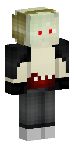 man whith red skin, white long hair and white eyes. black top and pants. Скин Майнкрафт: man whith red skin, white long hair and white eyes. black top and pants.