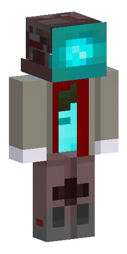 Minecraft 3D skin model, front view, post-apocalyptic wanderer. The head is a gray CRT… Скин Майнкрафт: Minecraft 3D skin model, front view, post-apocalyptic wanderer. The head is a gray CRT…