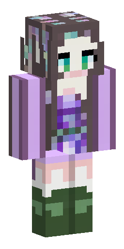 Minecraft 64x64 skin. Beautiful elf girl. Long dark-brown hair with dark-purple… Скин Майнкрафт: Minecraft 64x64 skin. Beautiful elf girl. Long dark-brown hair with dark-purple…