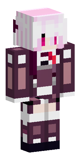 Minecraft Java skin, Alex model (64x64). White long fluffy hair, burgundy animal ears… Скин Майнкрафт: Minecraft Java skin, Alex model (64x64). White long fluffy hair, burgundy animal ears…