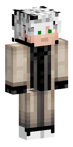 Minecraft player skin, male, white hair, green eyes, wearing a beige trench coat over a… Скин Майнкрафт: Minecraft player skin, male, white hair, green eyes, wearing a beige trench coat over a…
