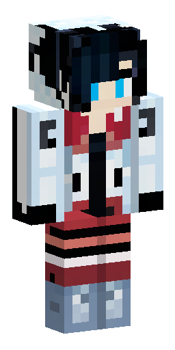 Minecraft skin, 64x64, female anime character, short black hair with slight red… Скин Майнкрафт: Minecraft skin, 64x64, female anime character, short black hair with slight red…