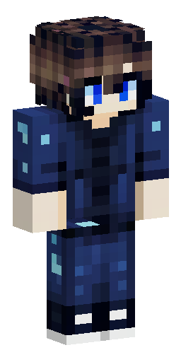 Minecraft skin 64x64,male,long brown hair,brown hunter eyes,pale cool skin.Dark blue… Скин Майнкрафт: Minecraft skin 64x64,male,long brown hair,brown hunter eyes,pale cool skin.Dark blue…